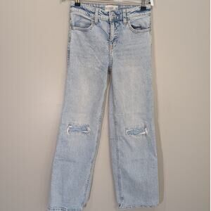 Abercrombie Kids High Rise Wide Leg Jeans Light Wash Casual School - Size 11/12L